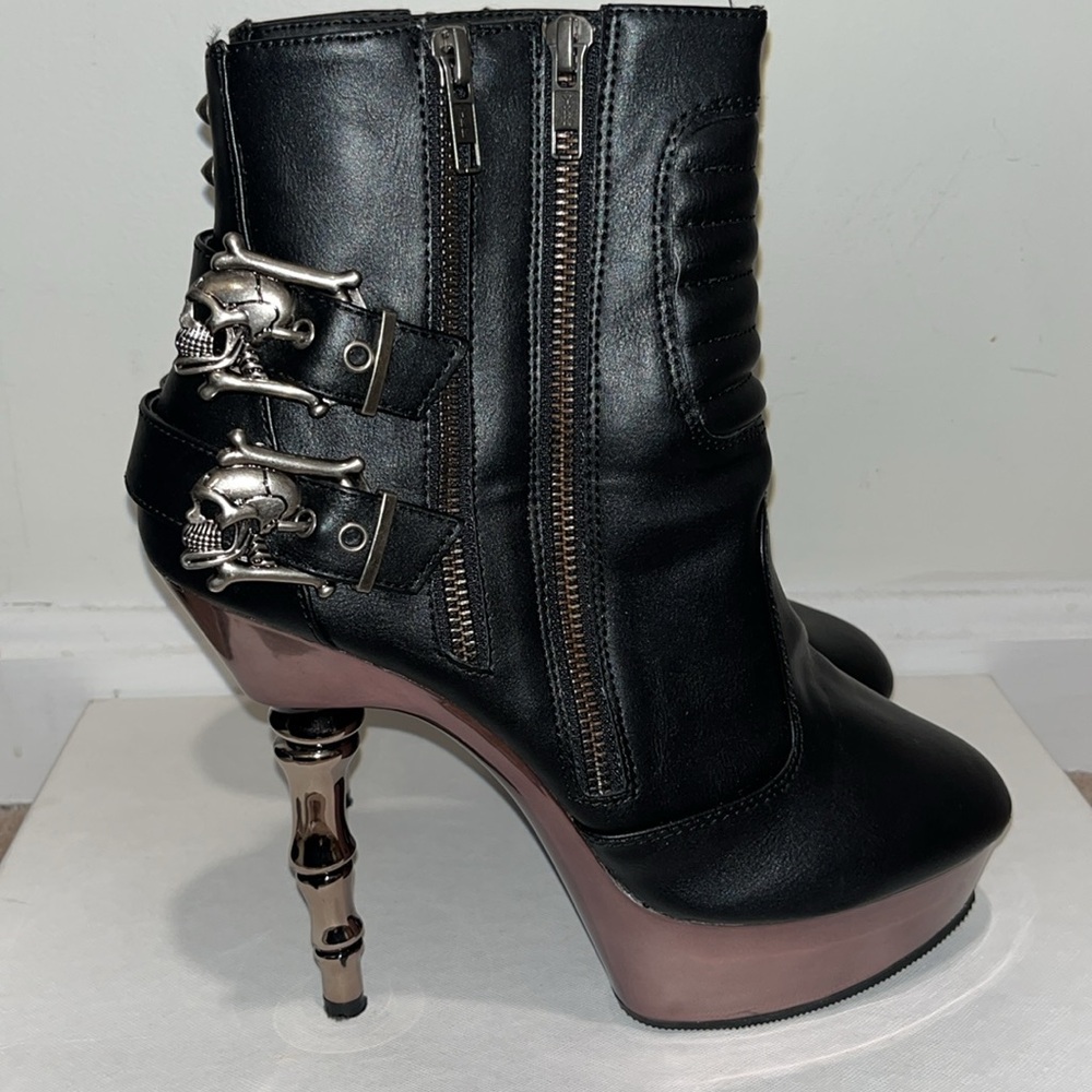 Black Leather High Heel Boots